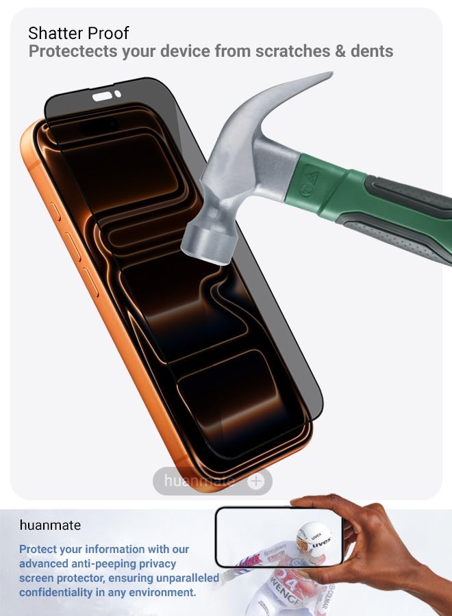 huanmate Apple iPhone 17 Pro Max Privacy Screen Protector – Flexible Privacy Nano Ceramic, Anti-Peeping, Edge-to-Edge Coverage, High Transparency, Delicate Touch, Easy Installation - Image 5