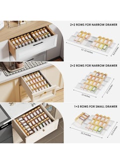 Generic Clear Acrylic Spice Drawer Organizer, 4 Tier - 2 Set Seasoning Jars Drawers Insert, Expandable From 11" to 22", Kitchen Spice Rack Tray for Drawer/Countertop (Jars not included)  - Image 5