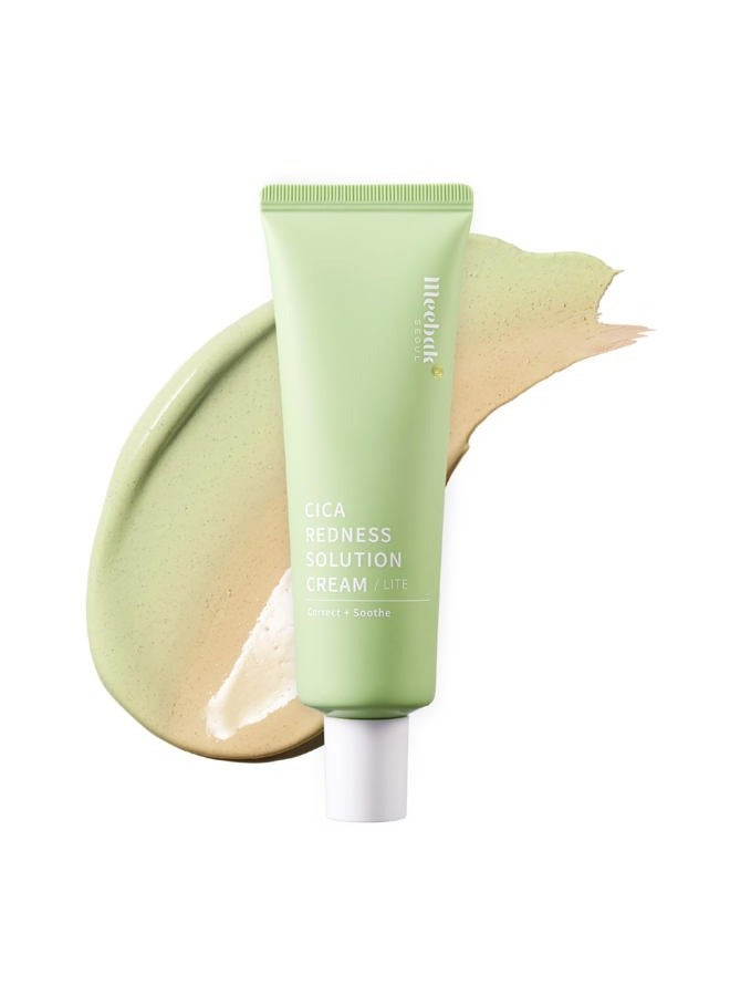 Meebak Cica Redness Solution Lite – Green Color Correcting CC Cream for Redness Relief w/Niacinamide & Centella Asiatica, Korean Tone Up Cream, Tinted Moisturizer for Sensitive, Fair to Medium Skin - Image 1