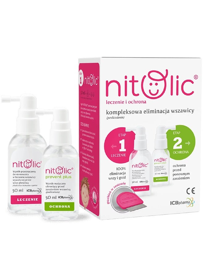 Nitolic Treat And Prevent Complete Lice Elimination Kit 50Ml + 50 Ml - Image 1