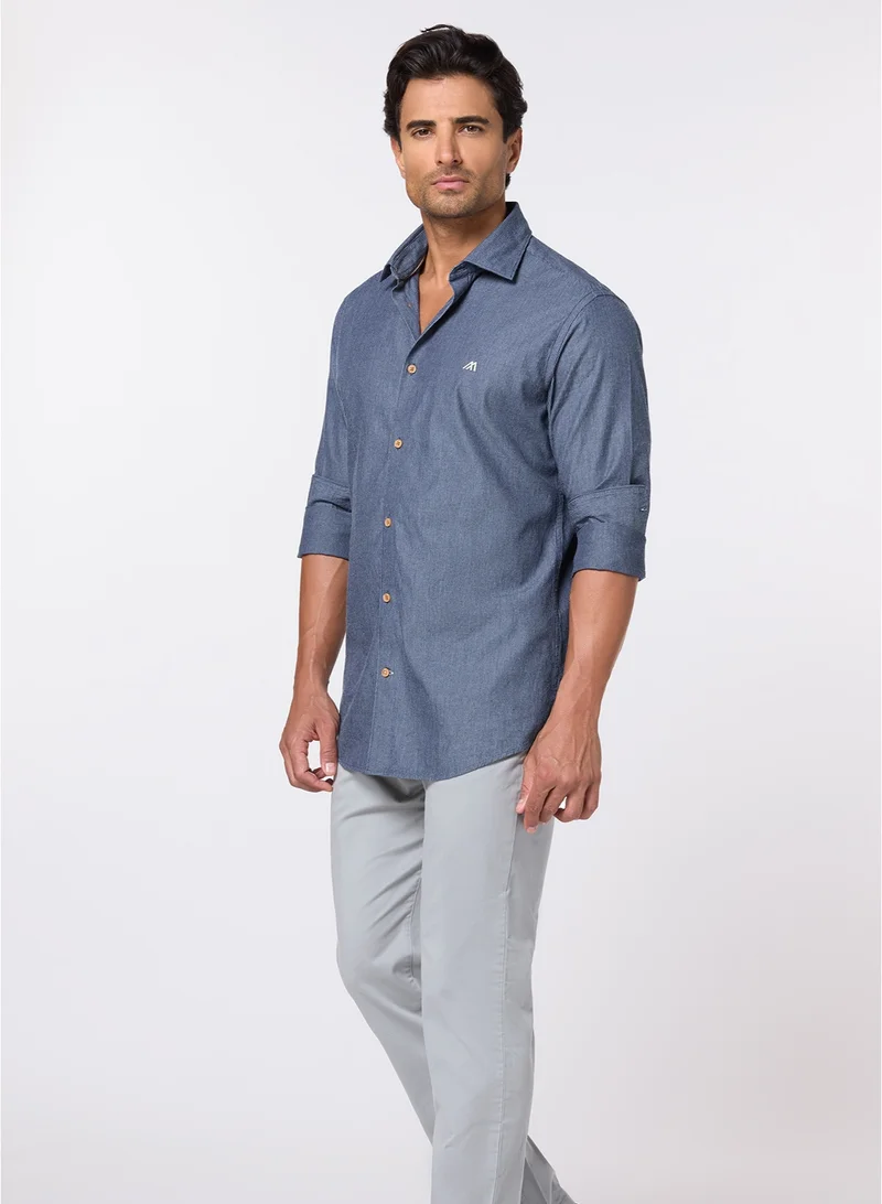 MANNERISM  The Graphite Line Dark Grey Striped Cotton Shirt Slim Fit for Men | Best Price UAE
