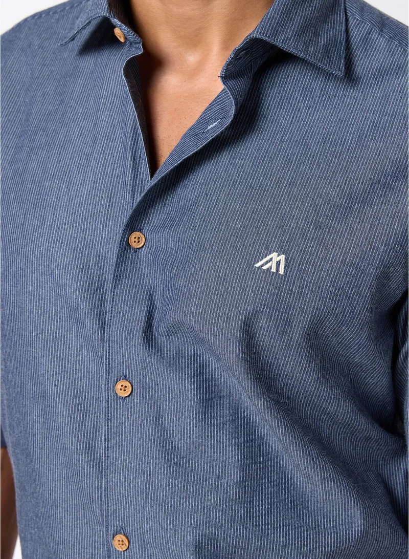MANNERISM  The Graphite Line Dark Grey Striped Cotton Shirt Slim Fit for Men | Best Price UAE