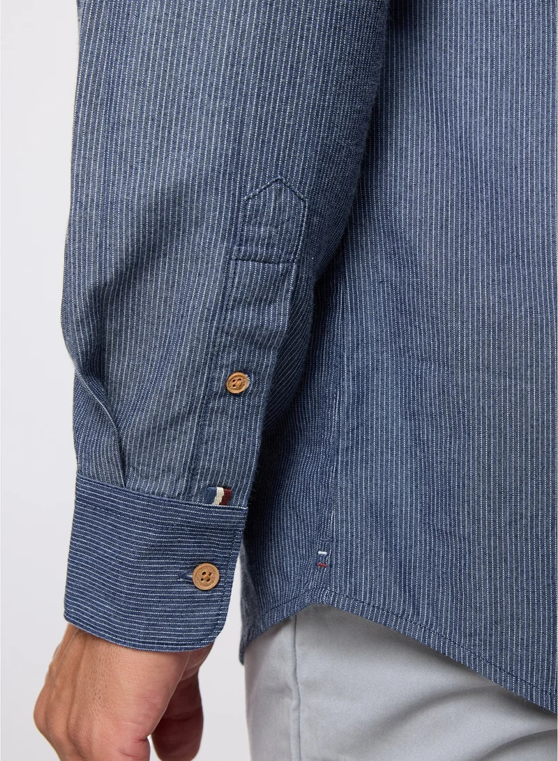 MANNERISM  The Graphite Line Dark Grey Striped Cotton Shirt Slim Fit for Men | Best Price UAE