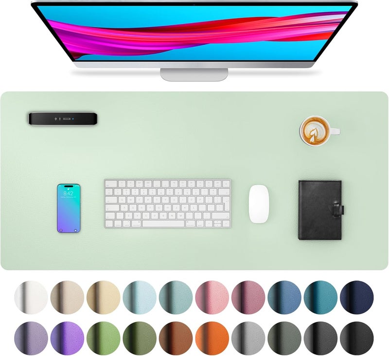 Aothia Desk Pad, PU Leather Office Mat, Mouse Pad, Non-Slip Desk Protection, Waterproof Desk Block for Office and Home (80 x 40 cm, Water) - Image 1