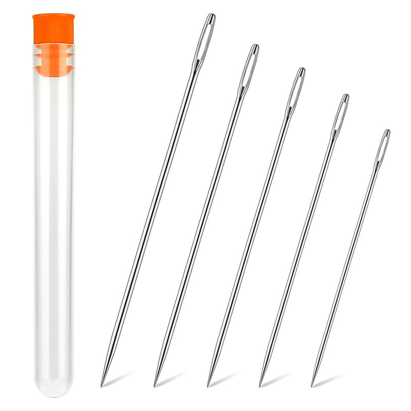 WONVOC Long Sewing Needles, 5 Sizes - 3.5/3.9/4.9/5.9/6.9'', Stitching Needles, Large-Eye Hand Quilting Needles, Hand Sewing Needles for Thick Cushion, Sofa, Curtain, Carpet, Act Crafts - Image 1