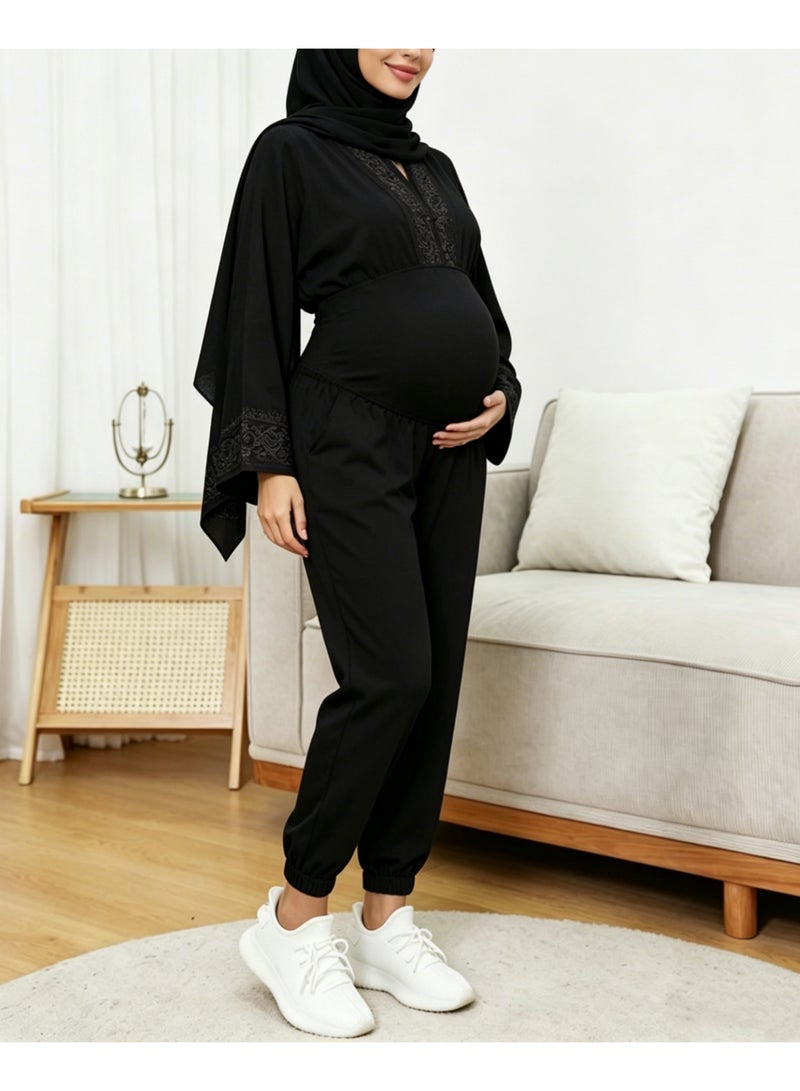 MyHabibi Women's Maternity Jogger Pants, Over Belly High Waist, Soft Stretch Fabric with Pockets, Comfortable Pregnancy Loungewear for Daily Wear, Yoga & Postpartum - Image 3