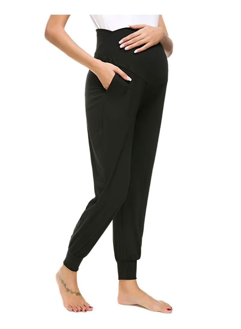 MyHabibi Women's Maternity Jogger Pants, Over Belly High Waist, Soft Stretch Fabric with Pockets, Comfortable Pregnancy Loungewear for Daily Wear, Yoga & Postpartum - Image 2