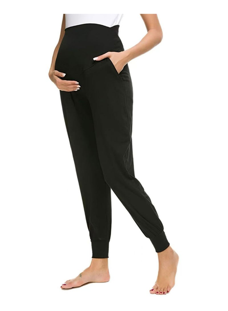 MyHabibi Women's Maternity Jogger Pants, Over Belly High Waist, Soft Stretch Fabric with Pockets, Comfortable Pregnancy Loungewear for Daily Wear, Yoga & Postpartum - Image 1