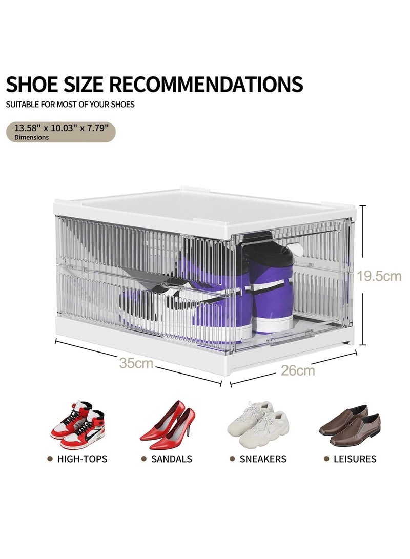 KINGMAZI Shoe Storage Organizer, Clear Installation-free Foldable Shoe Rack Stackable Shoe Box Pack, Portable Cabinet Rack (Transparent 6 Pack) - Image 2