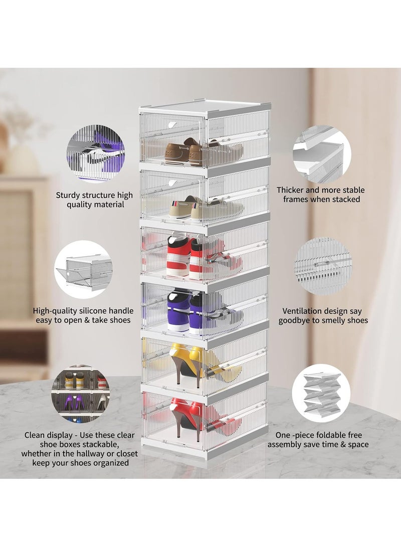 KINGMAZI Shoe Storage Organizer, Clear Installation-free Foldable Shoe Rack Stackable Shoe Box Pack, Portable Cabinet Rack (Transparent 6 Pack) - Image 3