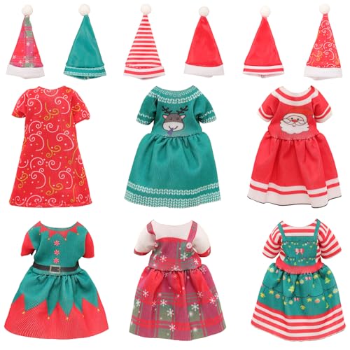 Miunana 6 Dresses for 53 Inch Girl Doll Christmas Clothes Dress Outfits and Christmas Hats for 115 Inch Girl Doll Sister 4 Mini Clothes and Accessories - Image 1