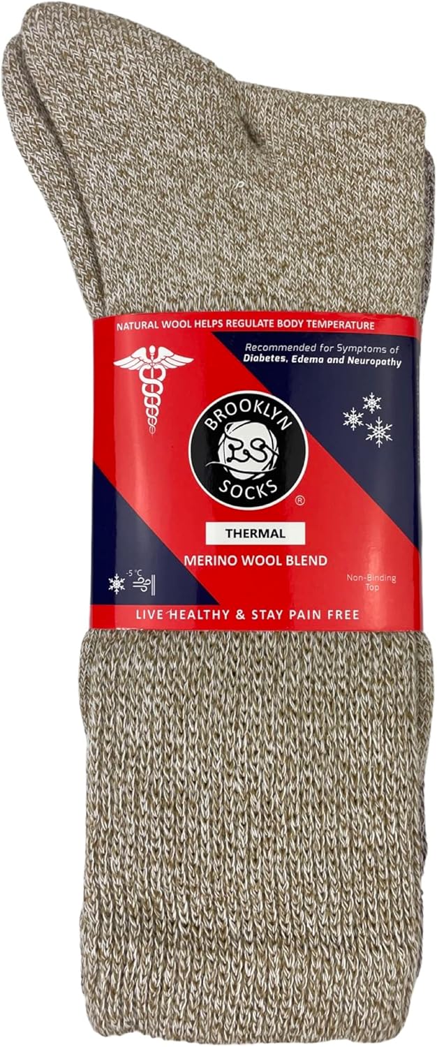 Brooklyn Socks 6 Pairs of Thermal Merino Wool Warm Diabetic Socks Assorted Shoe Size US Men 9115Women 1113 - Image 2