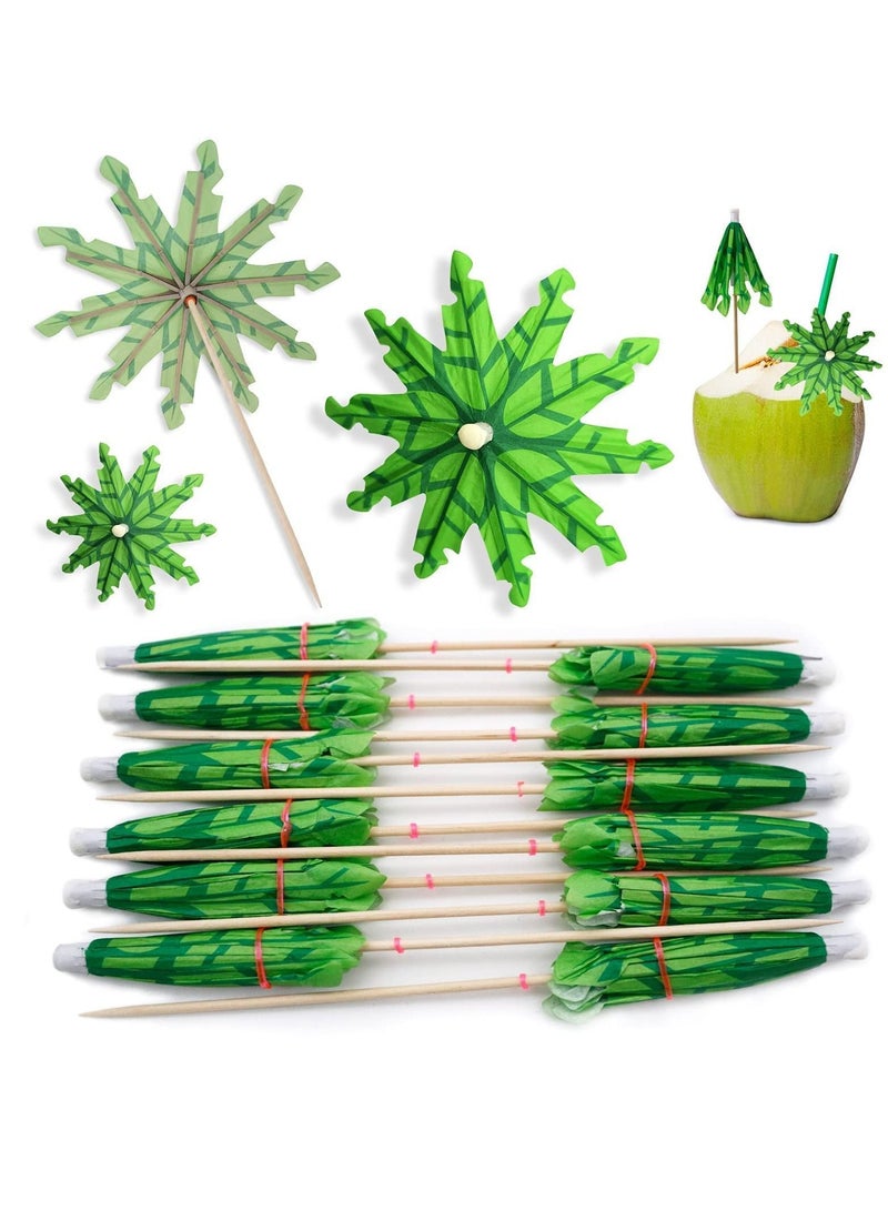 نيبمينينت Cocktail Picks, 50 Pcs Drink Sticks Coconut Palm Tree Umbrellas Fruit Picks 6 Inch Parasol Handmade Paper Umbrella with wood toothpicks for Appetizers Drinks and Icecream Decoration - Image 1