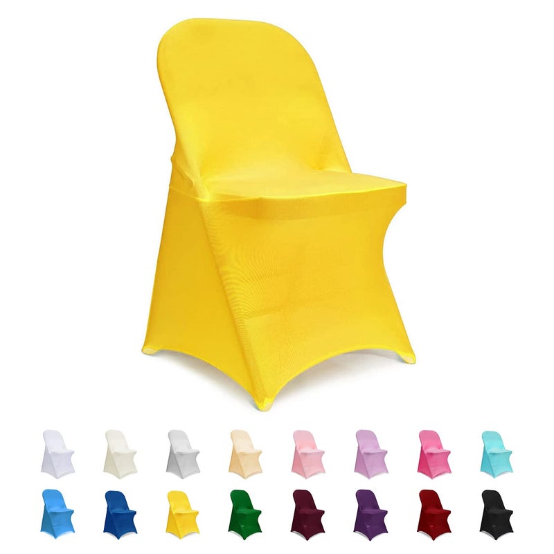 ManMengJi Yellow Folding Chair Covers, Universal Chair Covers 6 PCS Fit Most Folding Chairs Without Rmrests, Banquet Chair Slipcovers for Party, Wedding, Holidays, Celebration - Image 1