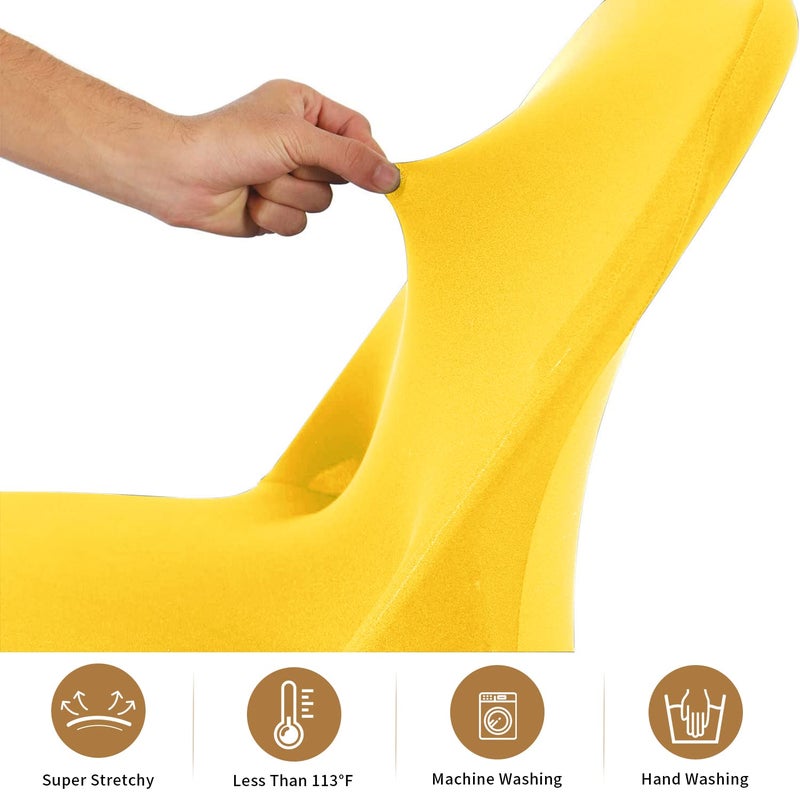 ManMengJi Yellow Folding Chair Covers, Universal Chair Covers 6 PCS Fit Most Folding Chairs Without Rmrests, Banquet Chair Slipcovers for Party, Wedding, Holidays, Celebration - Image 4