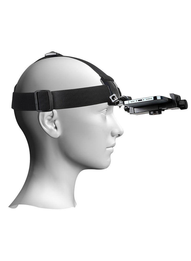 Head-Mounted Mobile Phone Holder, First-Person View Video Outdoor Live Shooting Bracket,Head-Mounted Strap Phone Clip for iPhone Samsung Smartphones and GoPro Action Camera  - Image 1