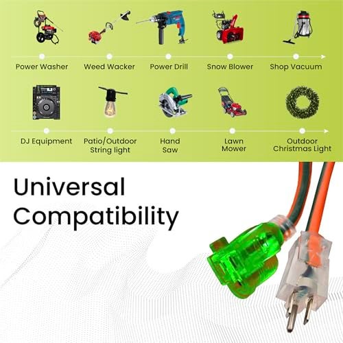 Power By GoGreen كابل تمديد قوي GG-13708 16/3 - برتقالي، 8 قدم - Image 4
