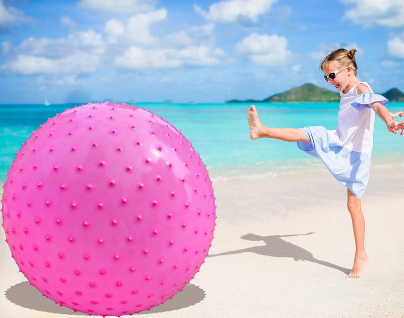 penepico Large Sensory Massage Ball for Kids 335 85cm Pink Bouncy Exercise Ball for Toddlers Big Inflatable Balls with Tactile Spikes Outdoor Giant Yoga Balls Large Beach Ball pink1