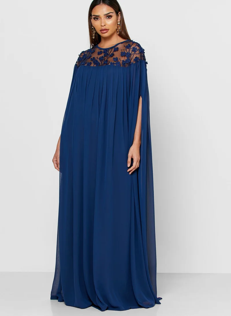 Golden Apple Pearl Detail Maxi Dress