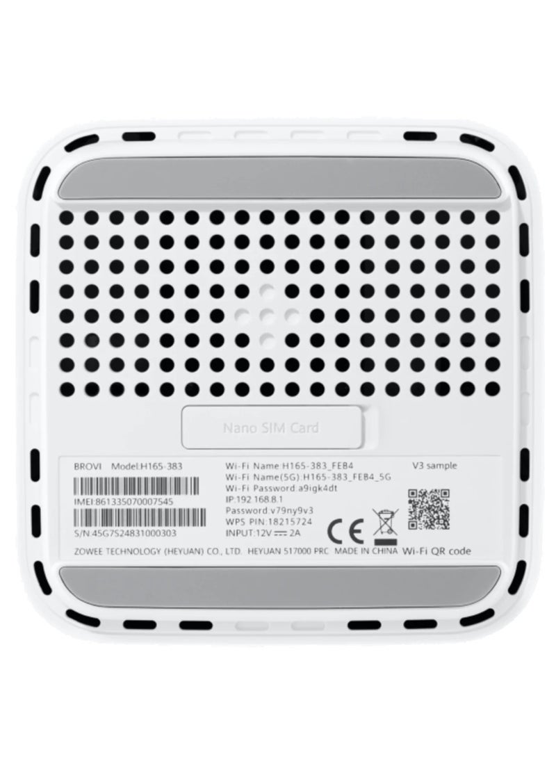 بروفي 5G CPE 6 H165-383، جهاز توجيه مزود بفتحة RJ45 و RJ11 و NanoSIM، سرعة تنزيل تصل إلى 11.7 جيجابت في الثانية/سرعة تحميل تصل إلى 2.5 جيجابت في الثانية، واي فاي 7 3600 ميجابت في الثانية مزدوج النطاق مع اختيار تلقائي، هوائي 5G NR عالي الكسب 12dBi - Image 4