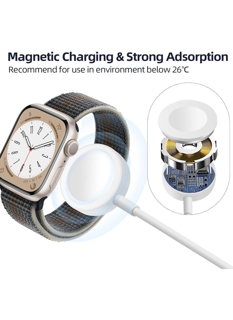 ماركة غير محددة كابل شاحن سريع مغناطيسي لساعة Apple Watch إلى USB-C (1 متر/محمول) شحن لاسلكي مغناطيسي متوافق مع سلسلة Apple Watch Series 9/8/7/6/SE/5/4/3/2/1/SE/Utra أبيض  - Image 5