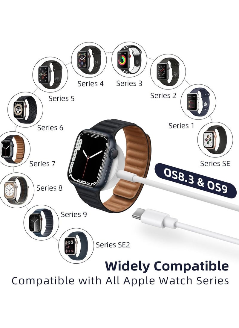 ماركة غير محددة كابل شاحن سريع مغناطيسي لساعة Apple Watch إلى USB-C (1 متر/محمول) شحن لاسلكي مغناطيسي متوافق مع سلسلة Apple Watch Series 9/8/7/6/SE/5/4/3/2/1/SE/Utra أبيض  - Image 3