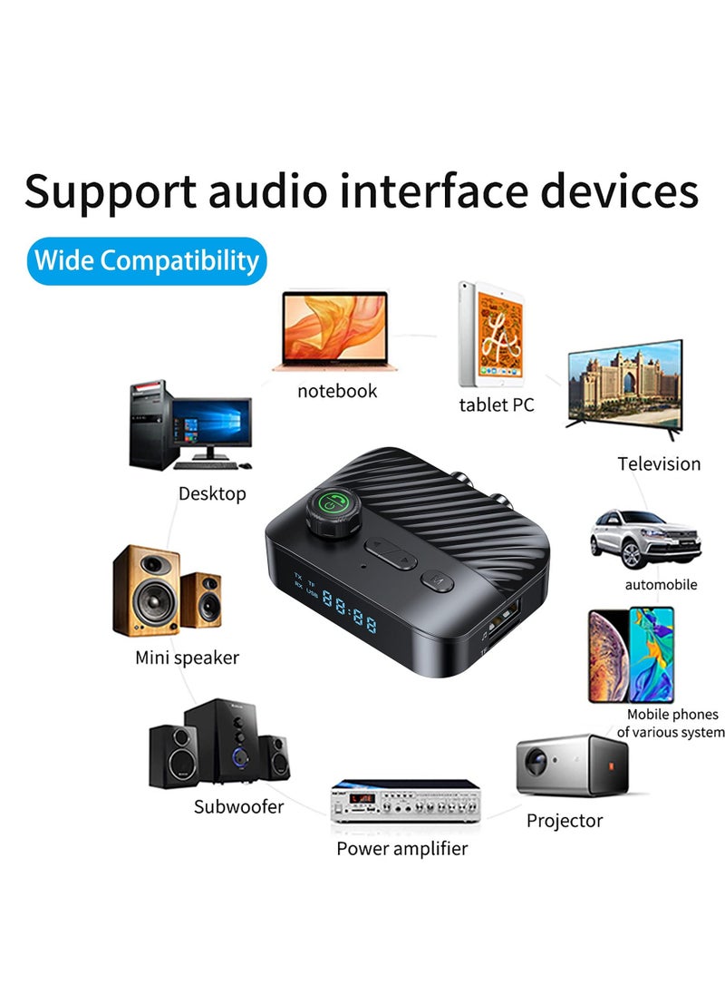 Bluetooth Transmitter Receiver, Bluetooth Transmitter Receiver with Display, V5.3 Bluetooth Receiver for Home Stereo/Headphones/Speakers/Home Theater/Tv/Low Latency - Image 4