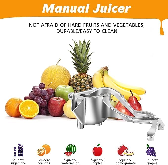 NOBILEA Hand Press Juicer Machine Aluminium Manual Fruit Squeezer Orange Juicer Heavy Duty Multipurpose Manual Juicer Machine for Fruits Ergonomic Handle Design - Image 5