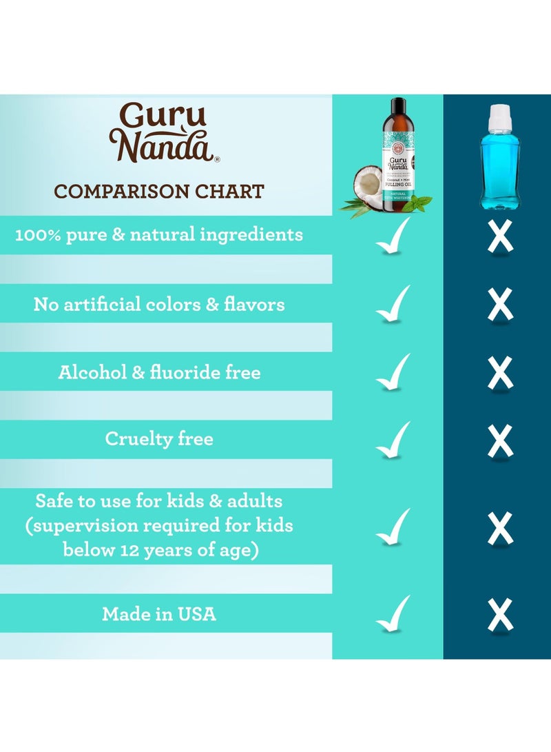 جوراناندا سحب الزيت من جوروناندا (23.4 مل) مع زيت جوز الهند وزيت النعناع لصحة الفم والأسنان الصحية واللثة، غسول الفم خالٍ من الكحول وتبييض الأسنان ويساعد على التخلص من رائحة الفم الكريهة وينعش الفم - Image 5