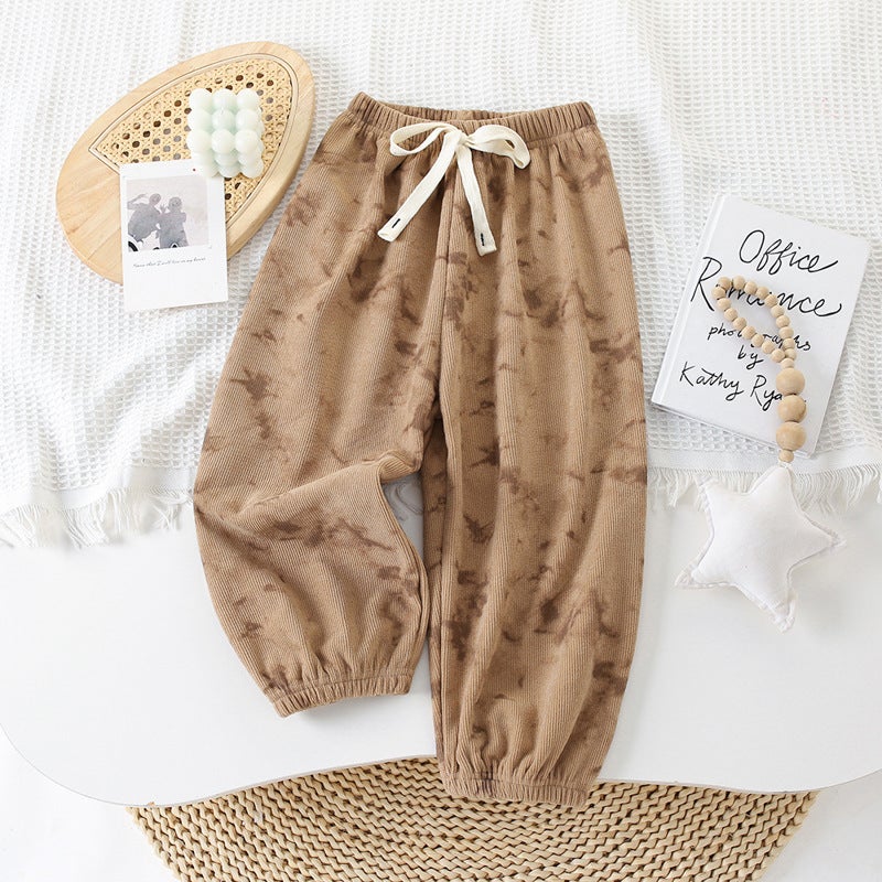24 Children'S Fleece-Lined Thickened Sports Pants Tide Fan Leopard Print Casual Warm Pants Children'S Toe Pants - Image 5