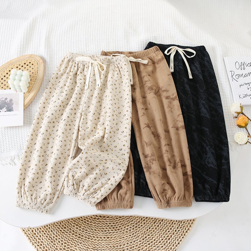 24 Children'S Fleece-Lined Thickened Sports Pants Tide Fan Leopard Print Casual Warm Pants Children'S Toe Pants - Image 4