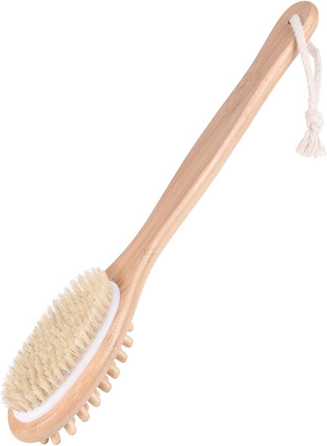 STORE77® Dual Sided Back Brush for Shower - Long Handled Body Scrubber for Men & Women - Soft Bristles for Sensitive Skin & Stiff Bristles for Exfoliation - Improves Circulation & Skin Health with Massage Brushe - Image 1
