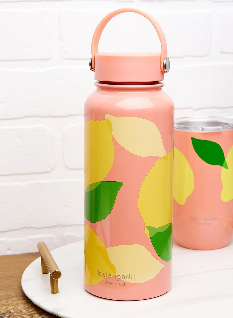Kate Spade Stainless Steel Xl Water Bottle, Lemon Toss