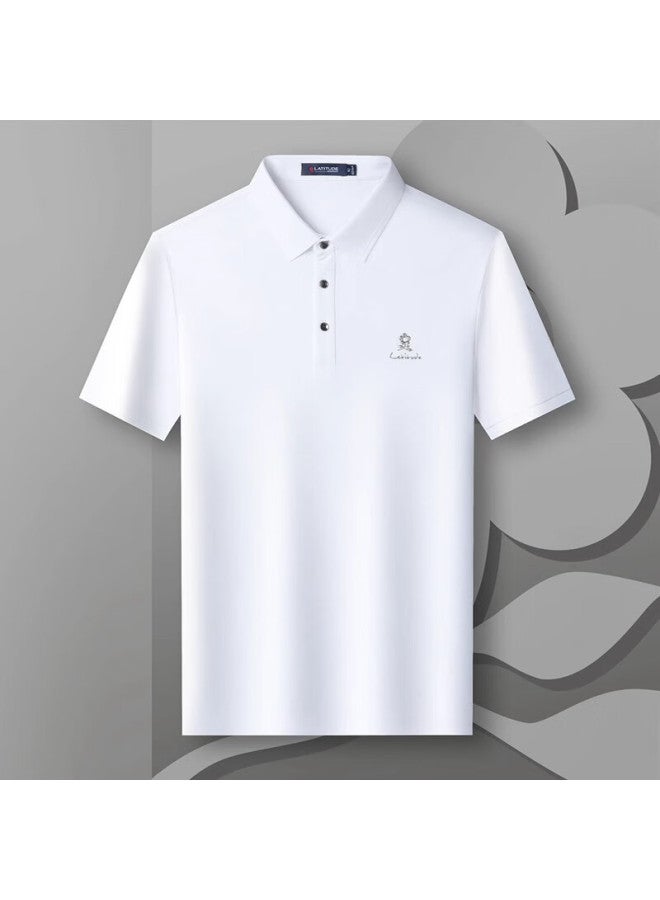 Montagut Men's Short Sleeve Business T-shirt With Mulberry Silk Classic Breathable Polo Shirt Thin 3051 - Image 1