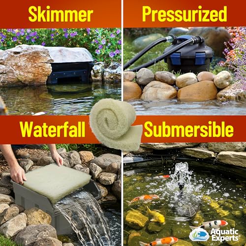 Aquatic Experts وسادة فلتر بركة سميكة من أكواتيك إكسبيرتس - 2 بوصة سمك - لفة بالجملة لفلتر بركة المياه - مصنوعة في الولايات المتحدة الأمريكية، (12" × 36") - Image 5