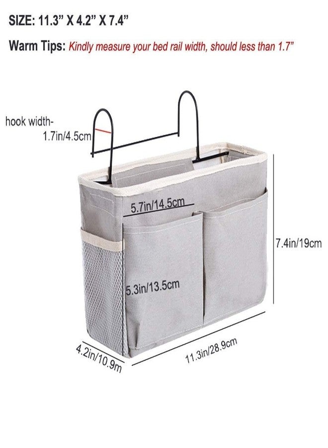 Haoun 2Pack Bedside Storage Hanging Organizer Bag Holder Bed Bunk Organizer for Dormitory Room,Hospital Bed Rails,Baby Bed (Grey) - Image 2