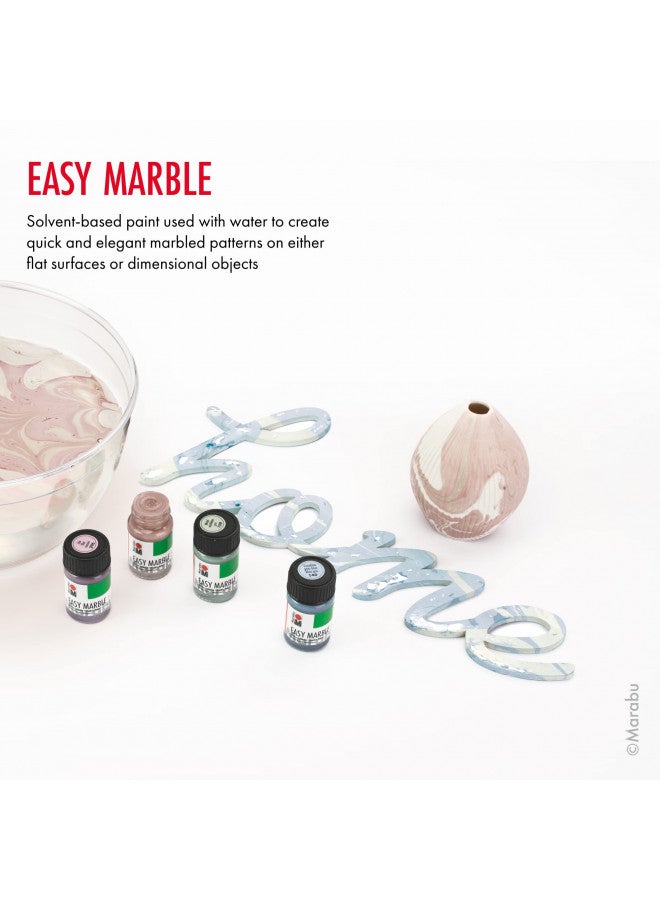 Marabu مجموعة طلاء مارابو إيزي ماربل - 14 لون أساسي ولون باستيل - مجموعة طلاء للتزيين للأطفال والبالغين - غمر مائي، صنع أكواب، ورق - إصدار 2022 - Image 2