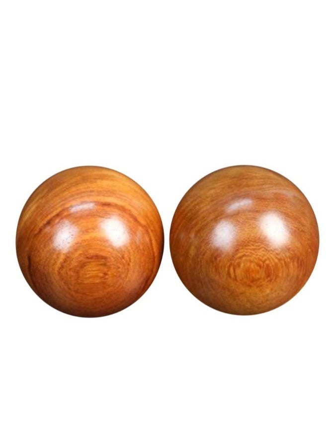 كرات خشبية دائرية 2 قطعة، كرات تأمل، كرات تشي قونغ، كرات مساج، كرات يدوية للتدليك، كرات صحية صينية للراحة وعلاج اليدين - 4 سم - Image 1