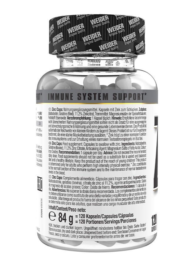 Weider - Strong Zinc Caps (25mg Zinc Per Caps) 120 Capsules - Image 1