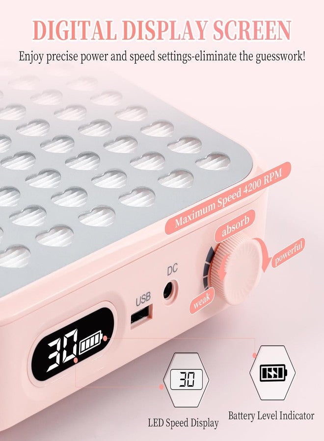 ANGNYA Nail Dust Collector with Lamp,Vacuum Fan Rechargeable Dust Collector with Dust Brush Powerful Brushless Dust Collector for Acrylic Gel Nail Polishing, Perfect for Salon Home Use - Image 2