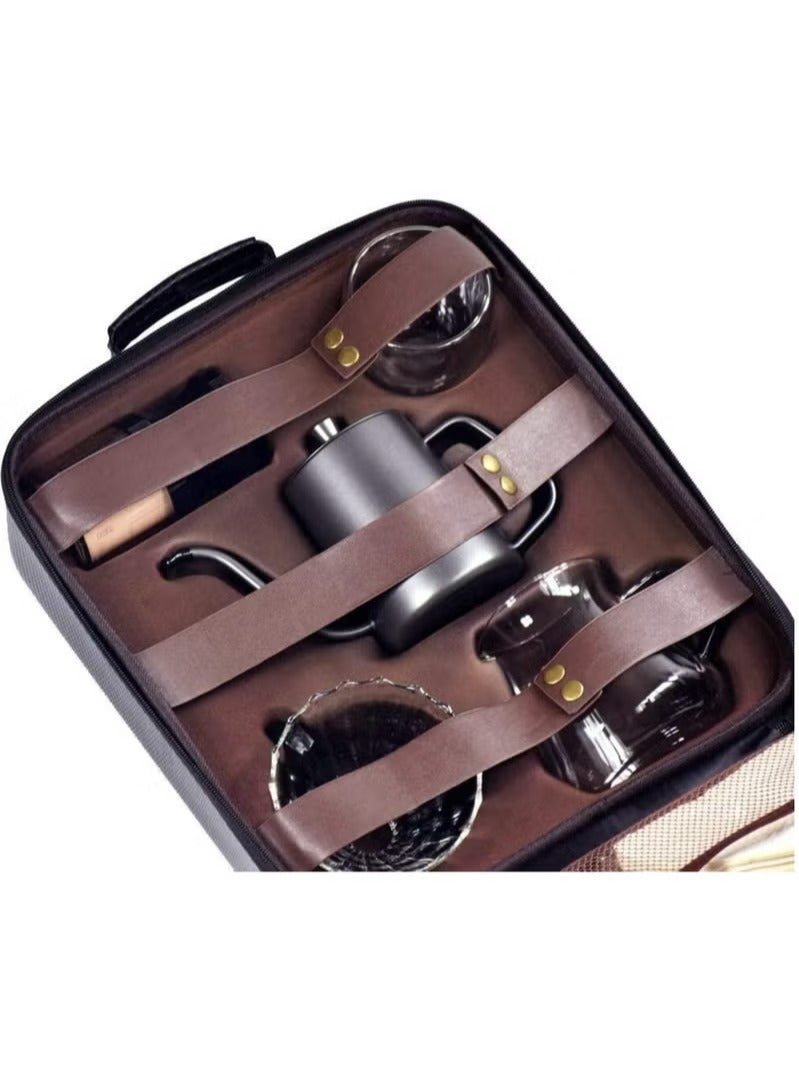 عربست طقم قهوة V60 - 9 قطع مع حقيبة حمل محمولة، غلاية قهوة مع إبريق قهوة بفلتر قهوة بالتنقيط، فلاتر، ميزان قهوة، كوب مزدوج الجدار، مطحنة قهوة يدوية - Image 4