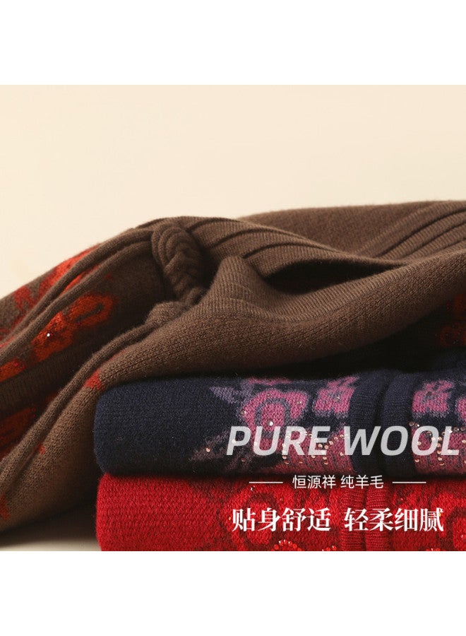 Hengyuanxiang New Chinese Style [Pure Wool] Autumn Winter Mother'S Wear Wool Cardigan Zodiac Year Vest Middle-Aged Sweater Waistcoat - Image 3