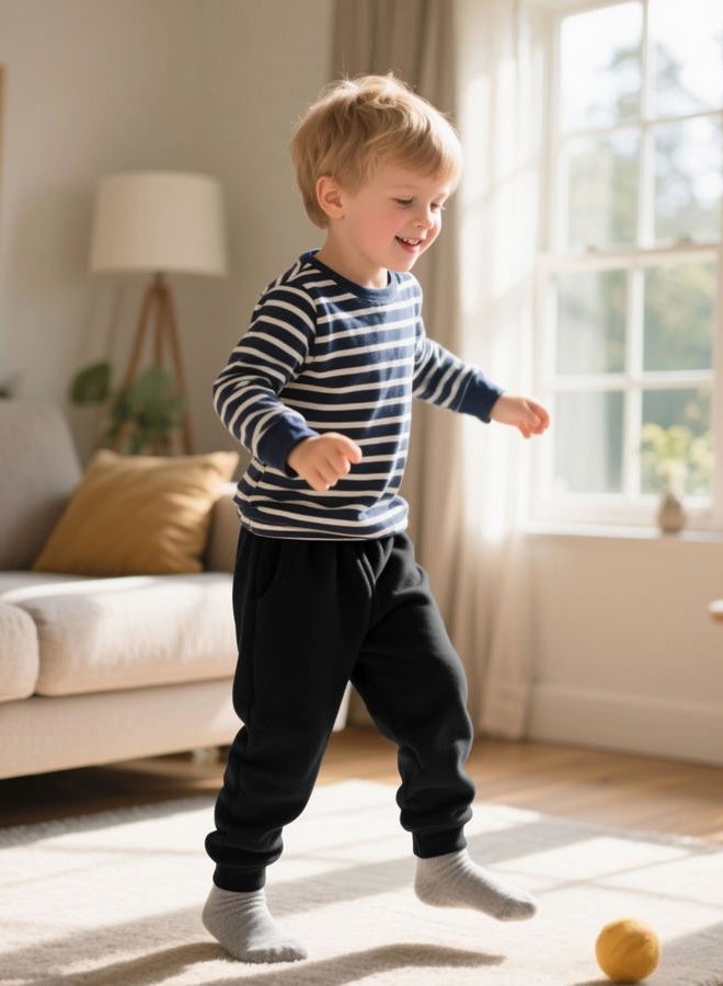 Aocku 4 Pack Toddler Boys Sweatpants Cotton Baby Kids Joggers Toddler Boys Girls Sweatpants with Pocket Drawstring, Heather Grey​​,black,white Gray,dark Gray, 4 Years - Image 2