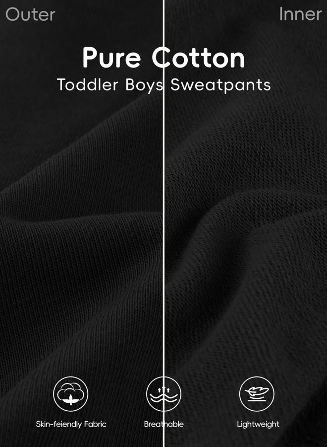 Aocku 4 Pack Toddler Boys Sweatpants Cotton Baby Kids Joggers Toddler Boys Girls Sweatpants with Pocket Drawstring, Heather Grey​​,black,white Gray,dark Gray, 4 Years - Image 3