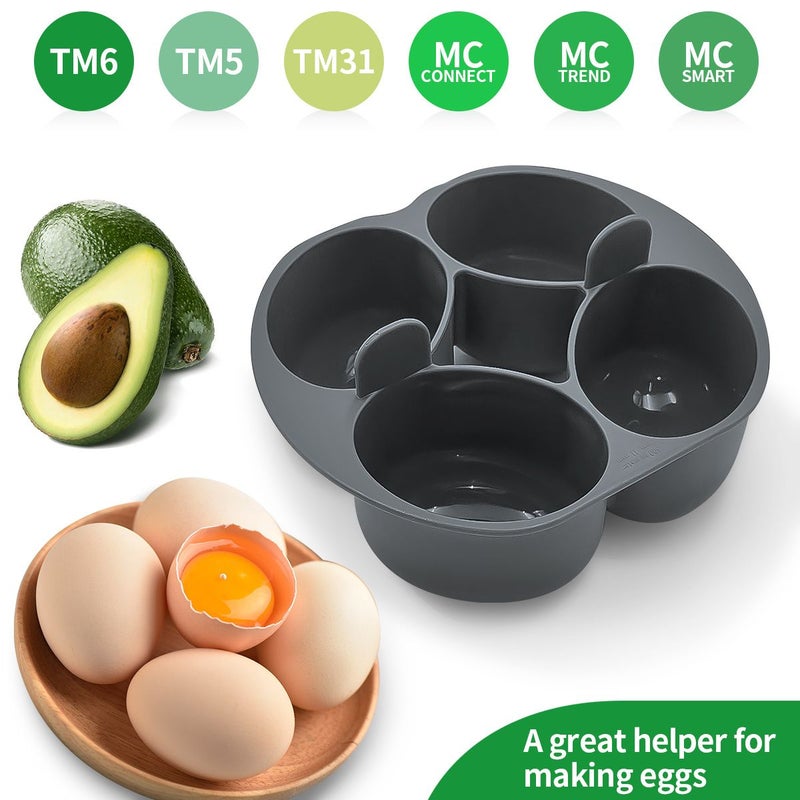 Grey 4 Slot Egg Steamer for Blenders Food Grade PP Dishwasher Safe - Image 1