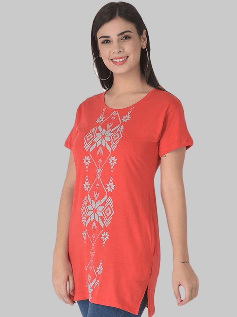 Dollar Missy Women Pack of 1 Long Top Red - Image 2