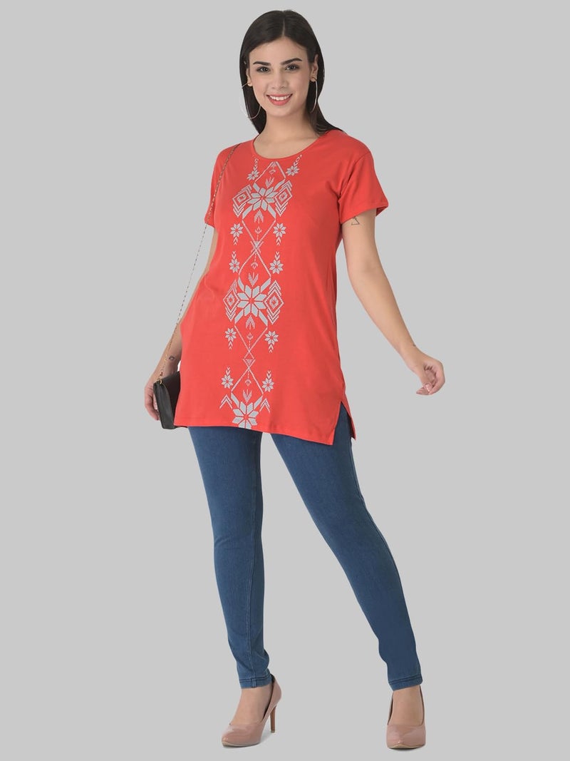 Dollar Missy Women Pack of 1 Long Top Red - Image 5