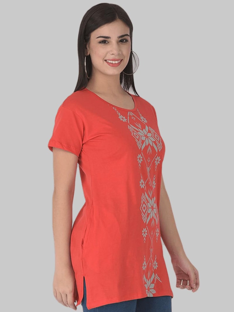 Dollar Missy Women Pack of 1 Long Top Red - Image 3