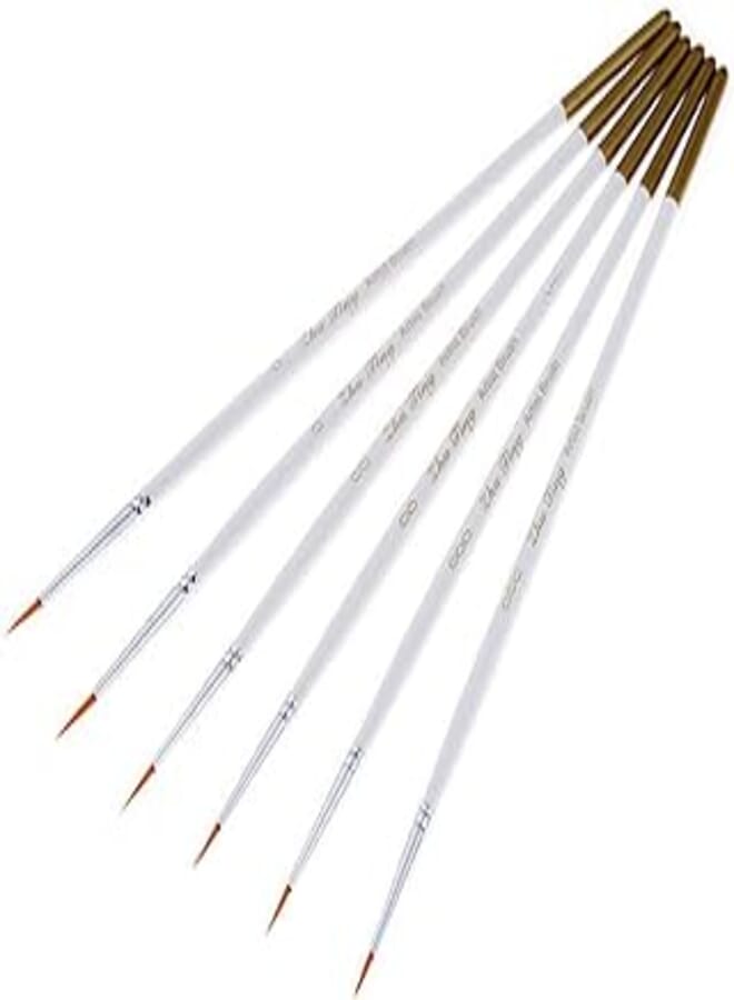 Fine Detail Paint Brush Set, 6 Pieces Miniature Art Brushes for Fine Detailing,Art Painting - Acrylic, Watercolor, Oil - Miniatures, Models, Airplane Kits, Nail