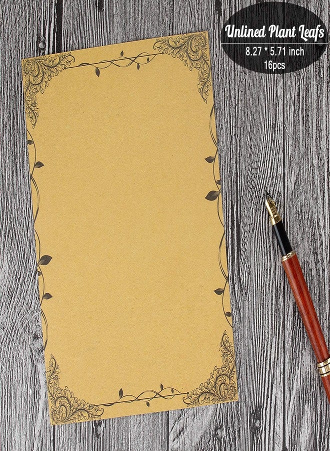 CenterZ Vintage Stationary Paper + Kraft Envelopes Set with Seal Stickers (64pcs 4 Patterns 8.3 x 5.7 Writing Stationery Papers, 20pcs 2 Colors 7.9 x 4.7 Letter Envelope, 36pcs 2 Styles Rustic Seals) - Image 5